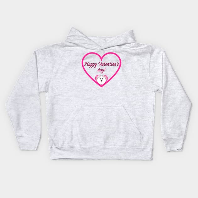 Happy Valentines Day Pink Heart Kids Hoodie by Designs_by_KC